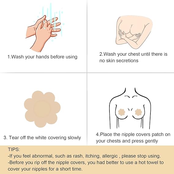 40 Pcs Nipple Covers Disposable Nipple Breast Covers for Women Breast Pasties Nipple Cover Sticker Flower and Round Pasties