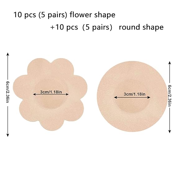 40 Pcs Nipple Covers Disposable Nipple Breast Covers for Women Breast Pasties Nipple Cover Sticker Flower and Round Pasties