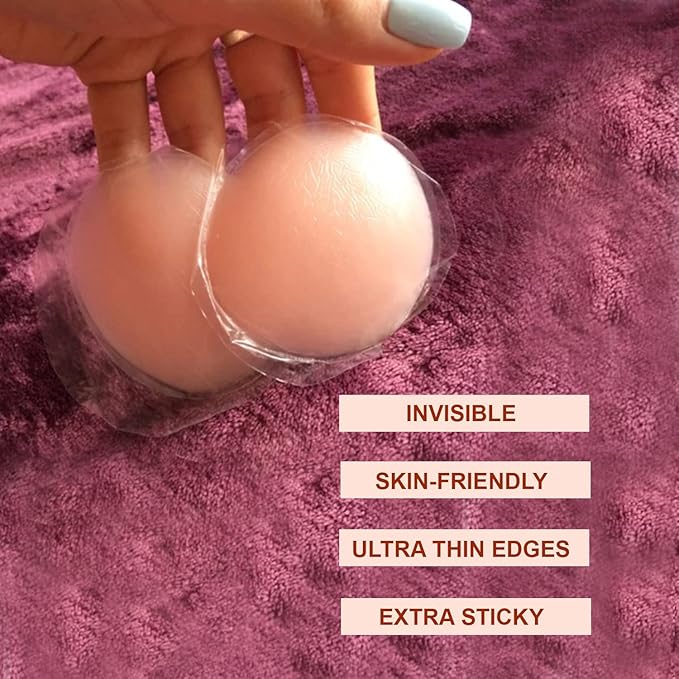 Women's Reusable Nipple Cover, Silicone Adhesive Nipple Covers ,Silicone Peel and Stick Bra Petals